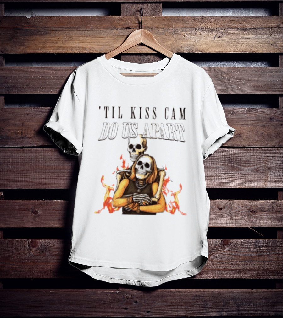 Til Kiss Cam Do Us Part Skeleton Halloween Flames T-Shirt