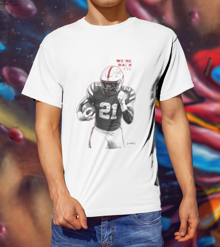 We're Back CO EMoney Backfield Football Player Number 21 Football Helmet Illustrated T-Shirt
