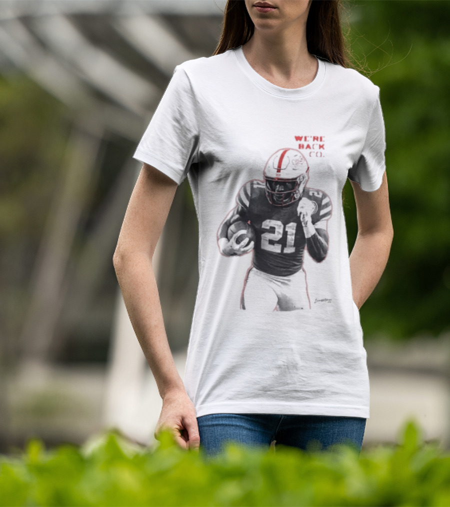 We're Back CO EMoney Backfield Football Player Number 21 Football Helmet Illustrated T-Shirt