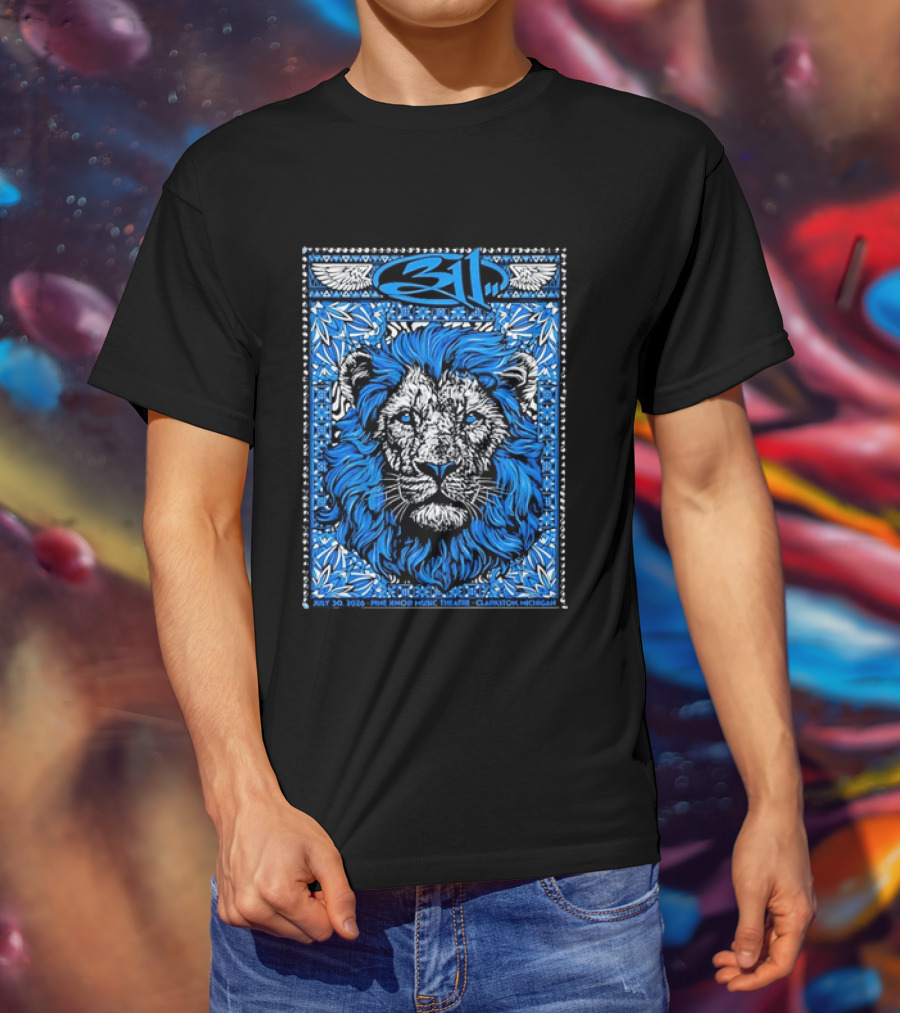 311 Live At Pine Knob Music Theatre July 30 2026 Lion Artwork Clarkson Michigan T-Shirt