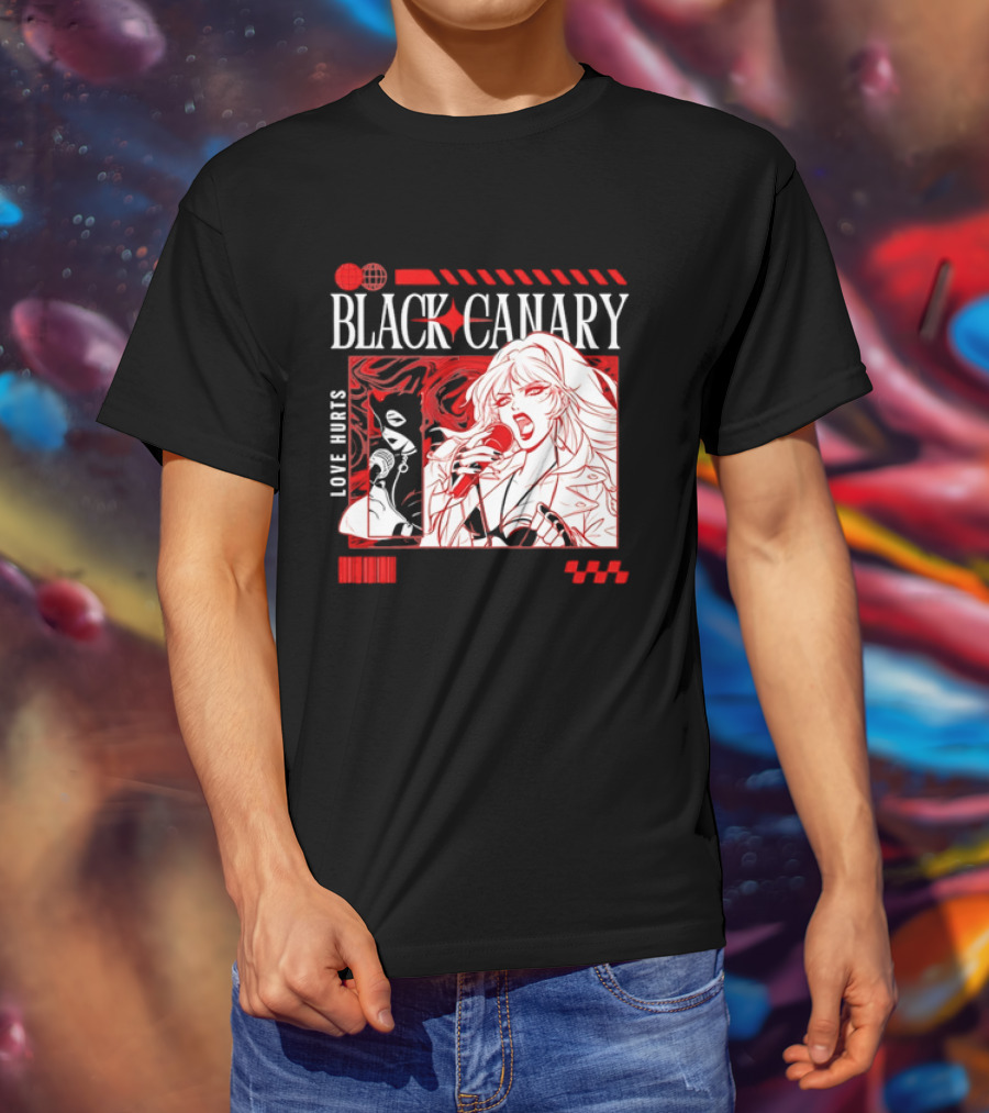 Black Canary Love Hurts DC Comics Superhero Microphone Music Scene T-Shirt