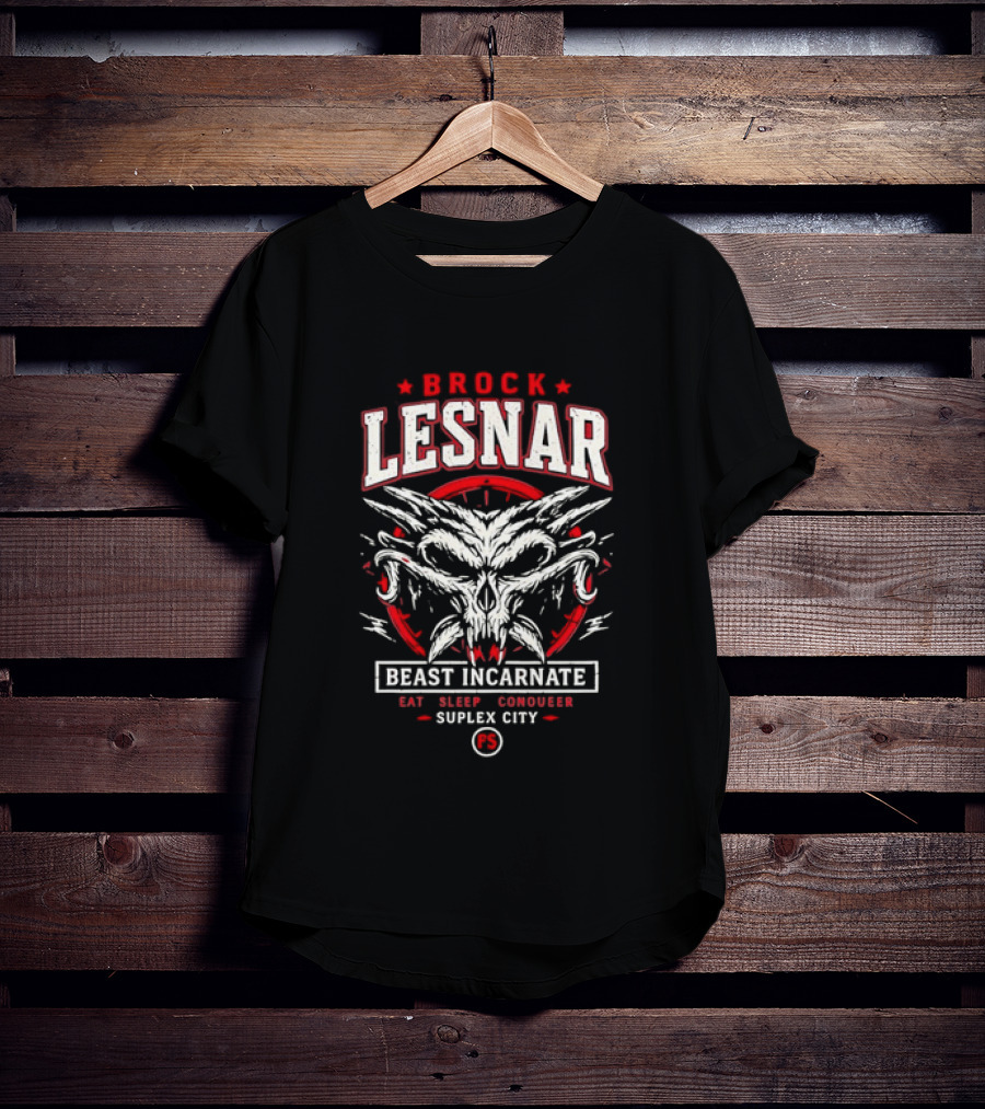 Brock Lesnar Beast Incarnate Eat Sleep Conquer Suplex City Skull Motif T-Shirt