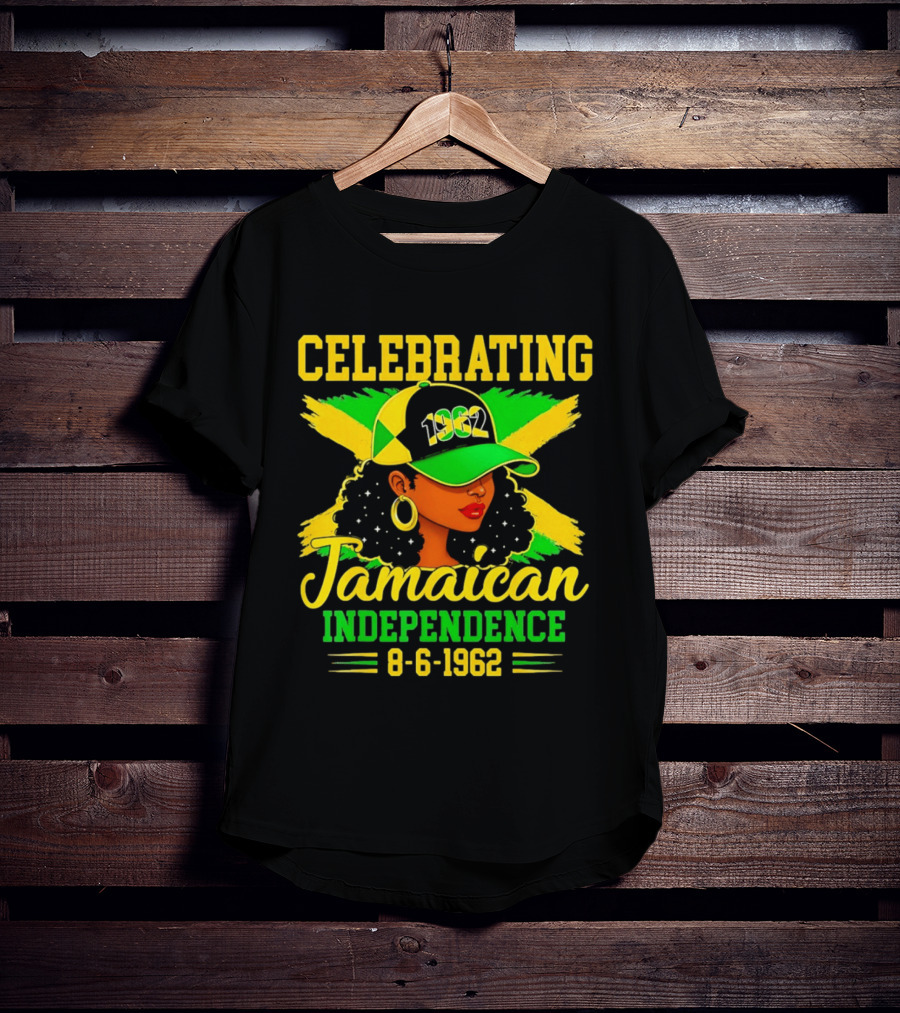 Celebrating Jamaican Independence 1962 Hat Woman And Flag 8 6 1962 T-Shirt