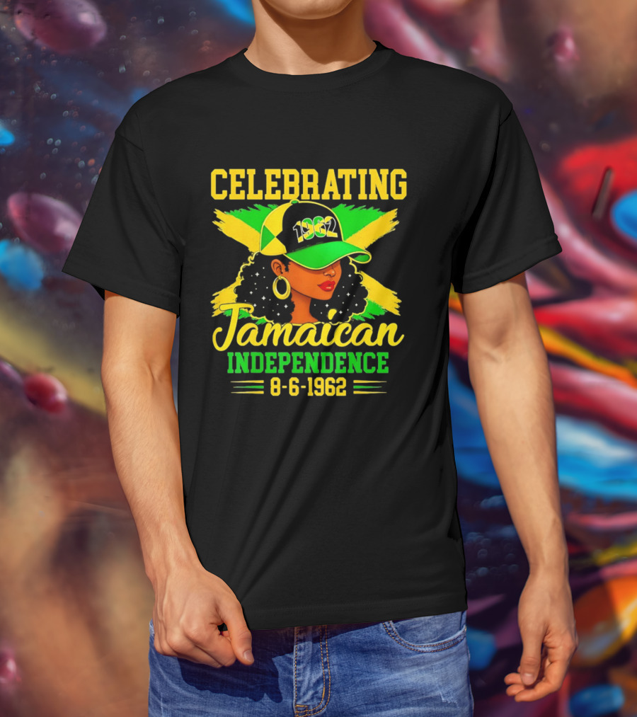 Celebrating Jamaican Independence 1962 Hat Woman And Flag 8 6 1962 T-Shirt