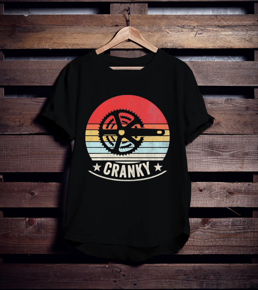 Cranky Sunset Bike Crank Retro Vintage Cycling T-Shirt