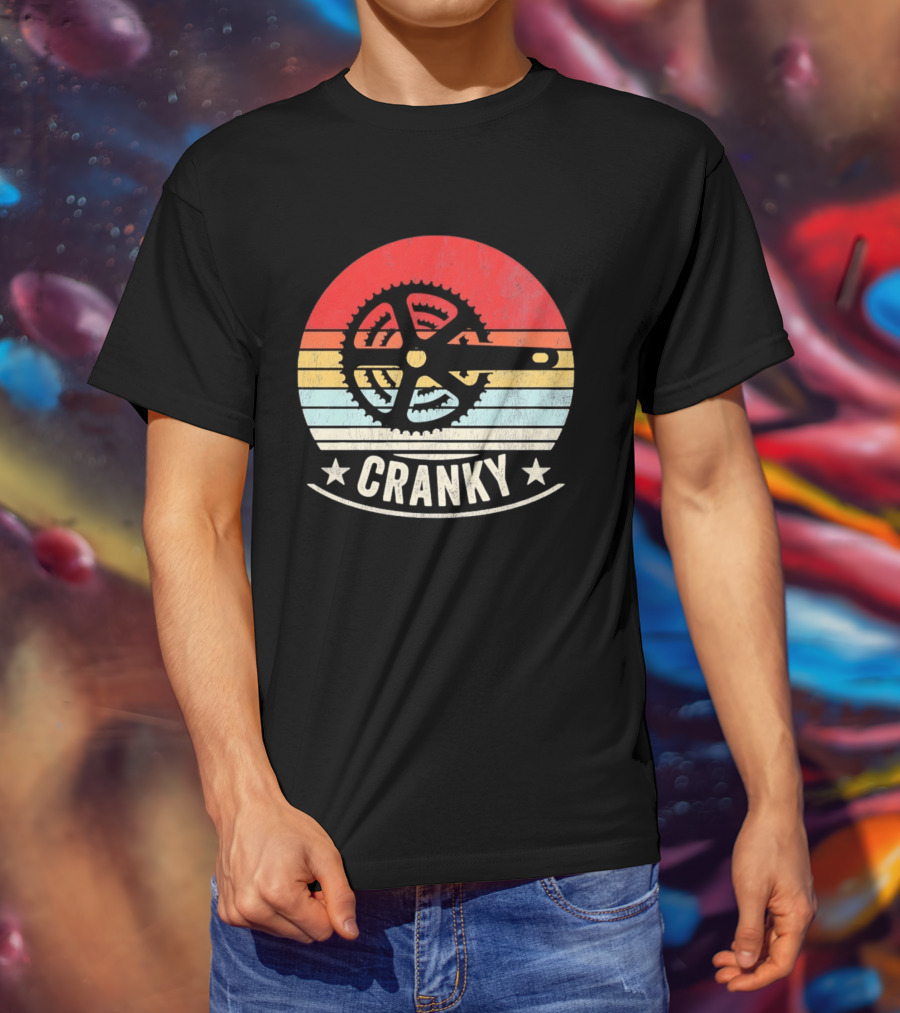 Cranky Sunset Bike Crank Retro Vintage Cycling T-Shirt