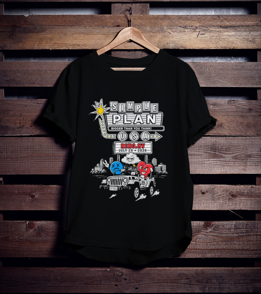 Bigger Than You Think Simple Plan USA Tour Reno NV 2026 Jeep Adventure T-Shirt