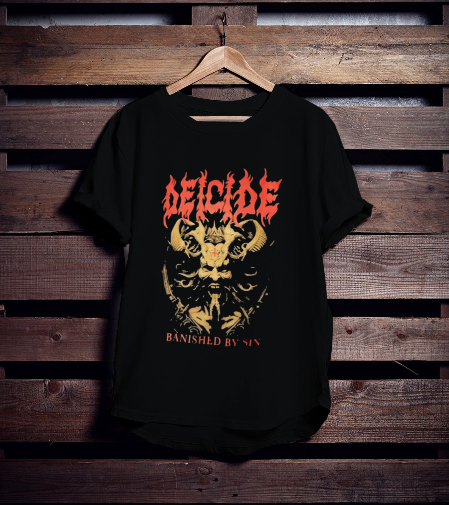 Deicide Banished By Sin Skull And Horns Death Metal T-Shirt