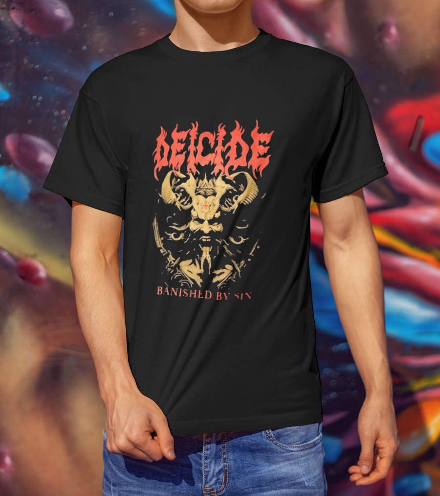 Deicide Banished By Sin Skull And Horns Death Metal T-Shirt
