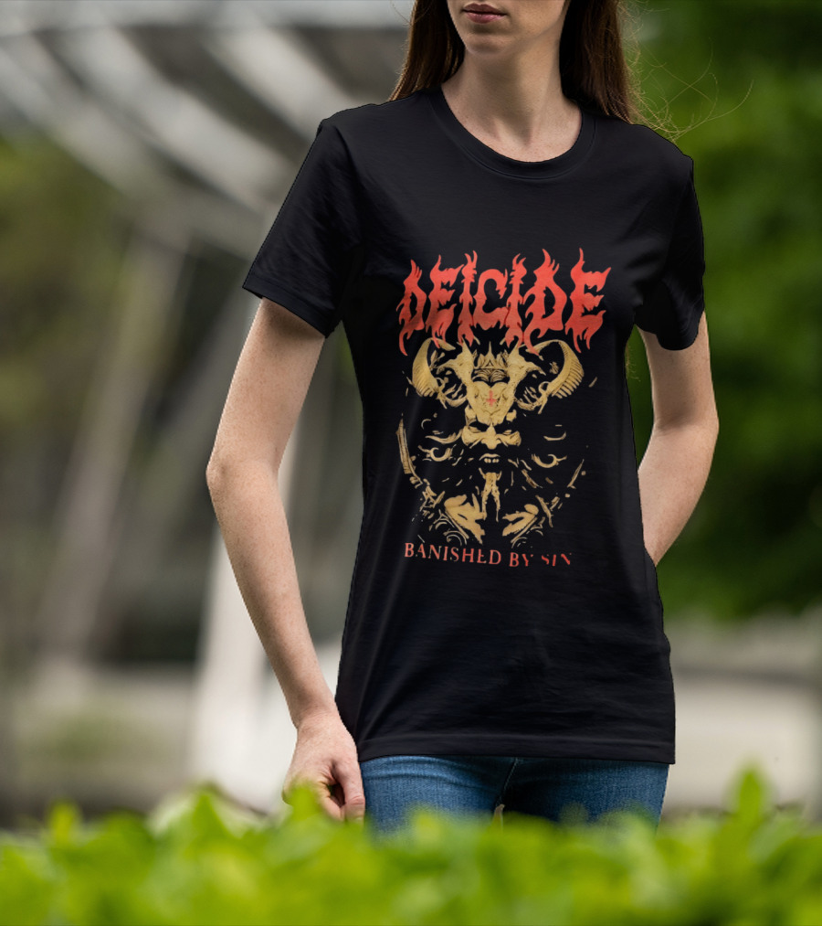 Deicide Banished By Sin Skull And Horns Death Metal T-Shirt