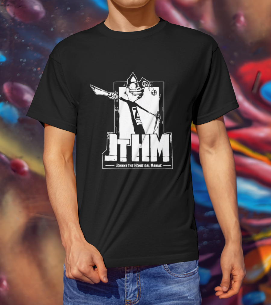 JTHM Johnny The Homicidal Maniac Distressed Black And White Comic T-Shirt