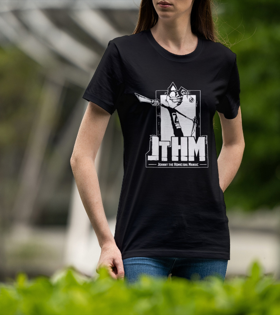 JTHM Johnny The Homicidal Maniac Distressed Black And White Comic T-Shirt