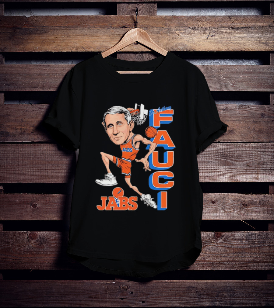 Dr Anthony Fauci Jabs Basketball Slam Dunk Caricature T-Shirt