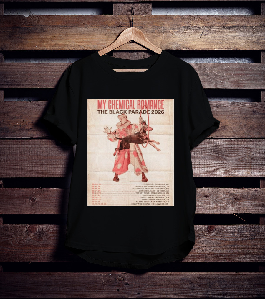 My Chemical Romance The Black Parade 2026 Tour Dates Clown And Dog T-Shirt