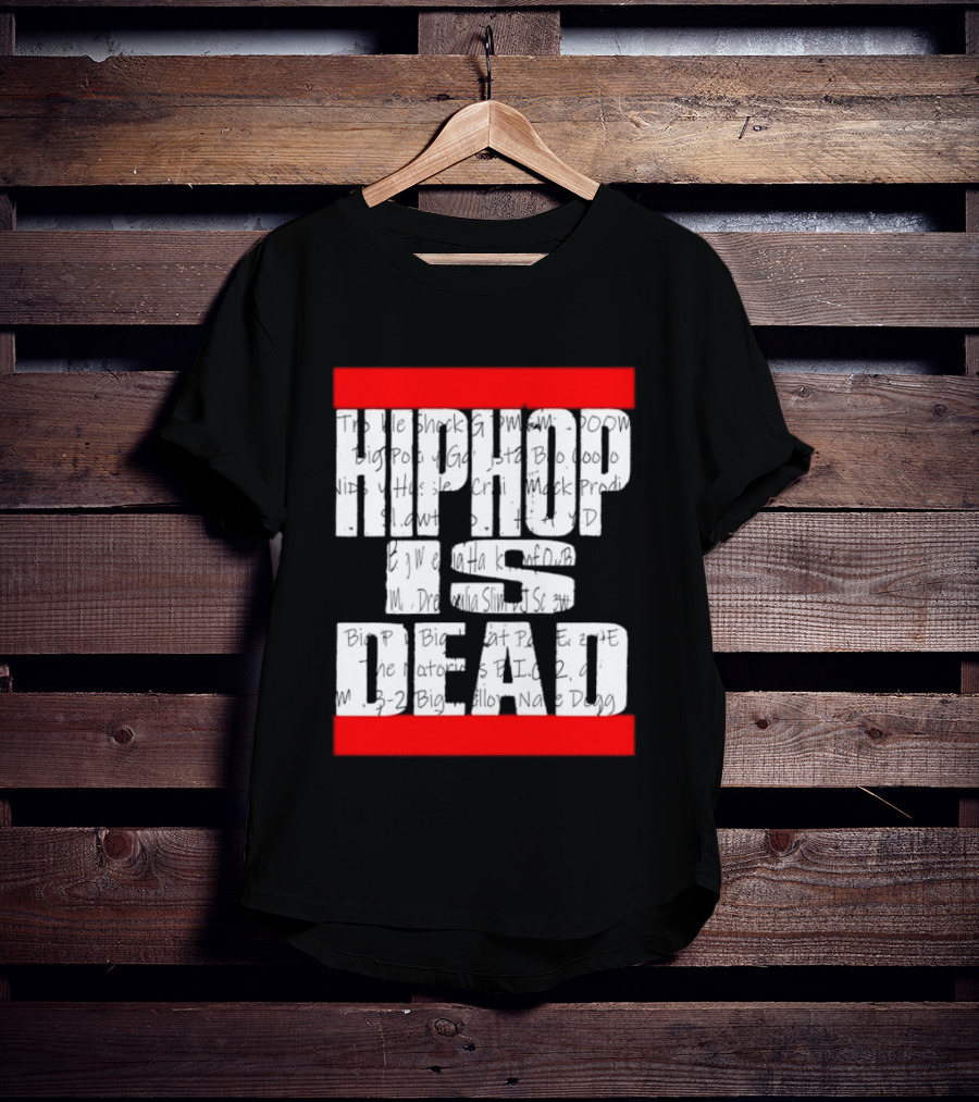 Hip Hop Is Dead White Text With Red Bars T-Shirt