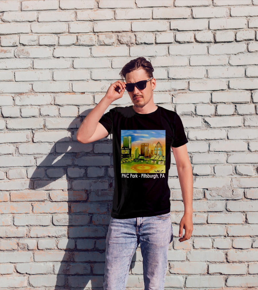 PNC Park Pittsburgh PA Baseball Skyline Art Print T-Shirt