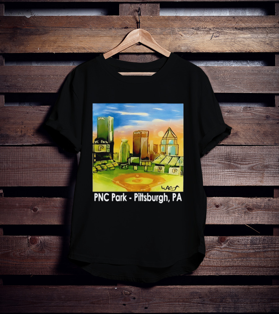 PNC Park Pittsburgh PA Baseball Skyline Art Print T-Shirt