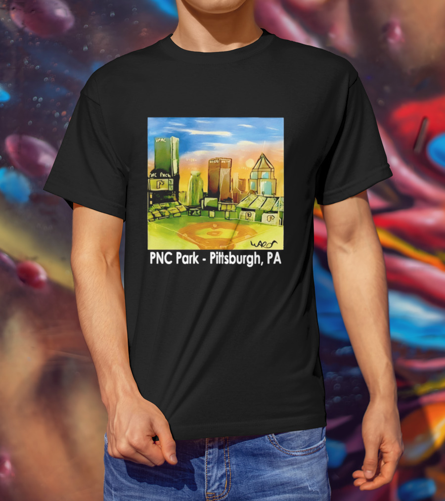 PNC Park Pittsburgh PA Baseball Skyline Art Print T-Shirt