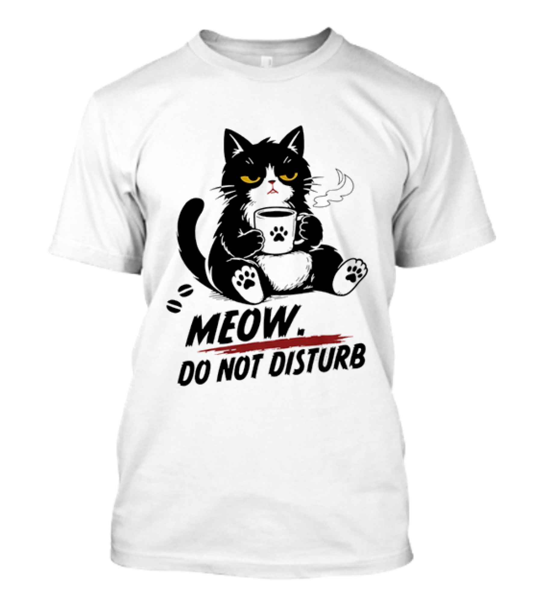 Meow Do Not Disturb Grumpy Cat Coffee Paw Stamp Vapor T-Shirt