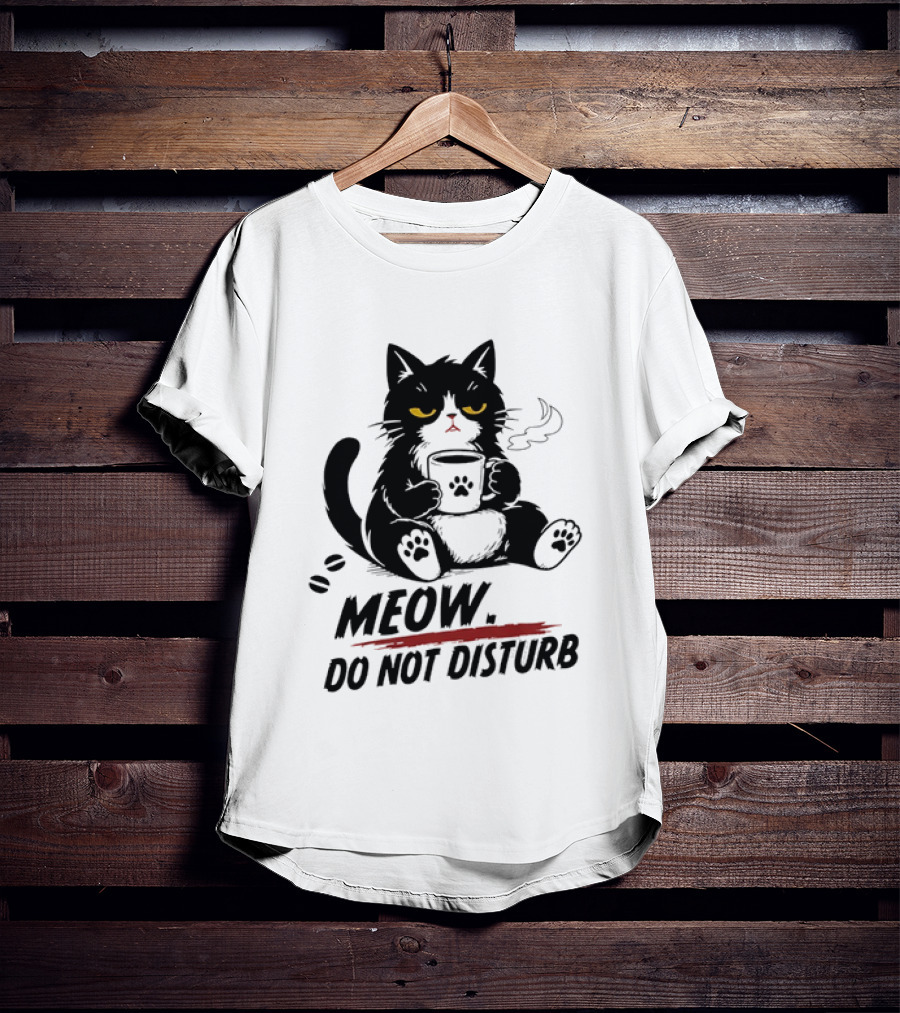 Meow Do Not Disturb Grumpy Cat Coffee Paw Stamp Vapor T-Shirt