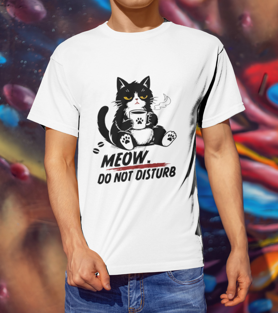 Meow Do Not Disturb Grumpy Cat Coffee Paw Stamp Vapor T-Shirt