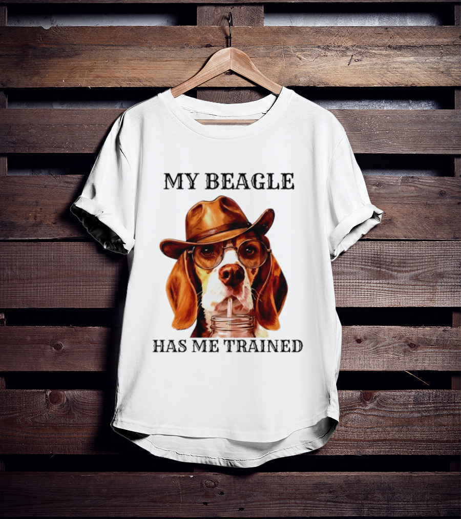 My Beagle Has Me Trained Cowboy Beagle With Hat And Glasses T-Shirt