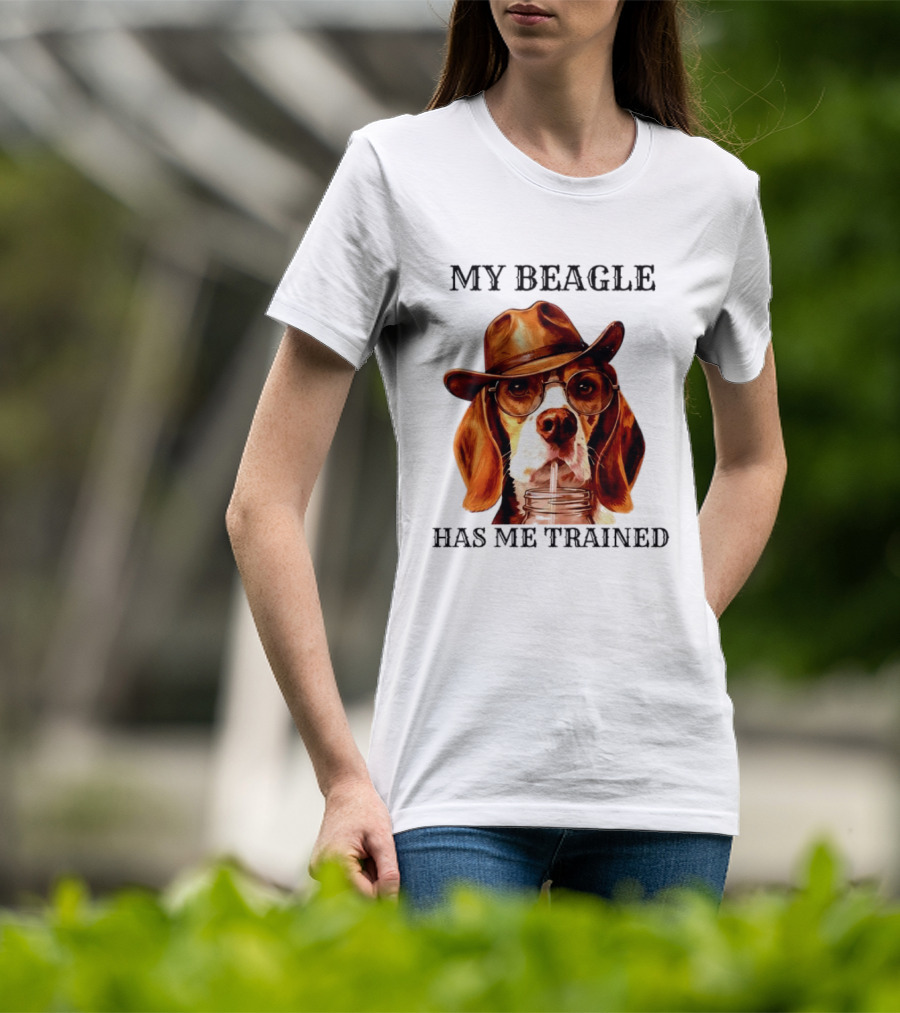 My Beagle Has Me Trained Cowboy Beagle With Hat And Glasses T-Shirt