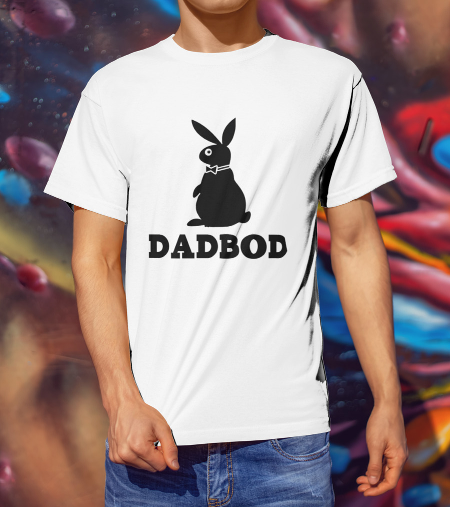 Dadbod Bunny Rabbit Dad Bod Fatherhood Humor Bow Tie T-Shirt