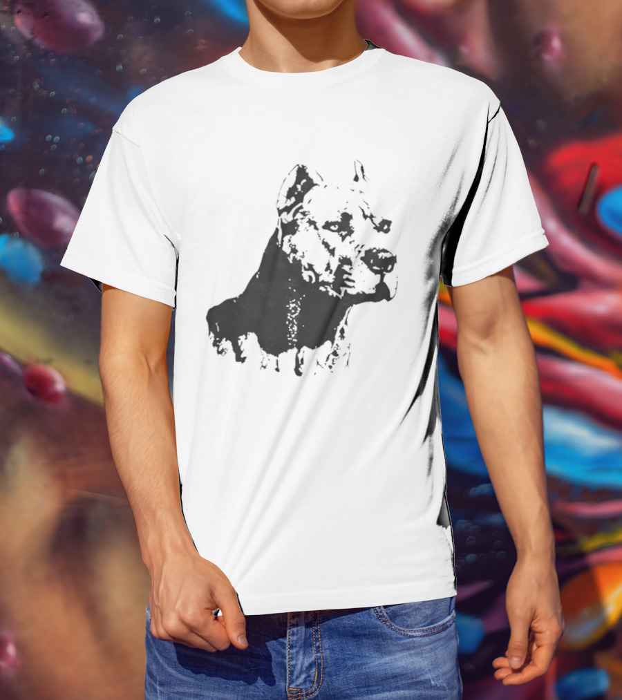 Distressed Pit Bull Dog Face Art For Dog Lovers T-Shirt