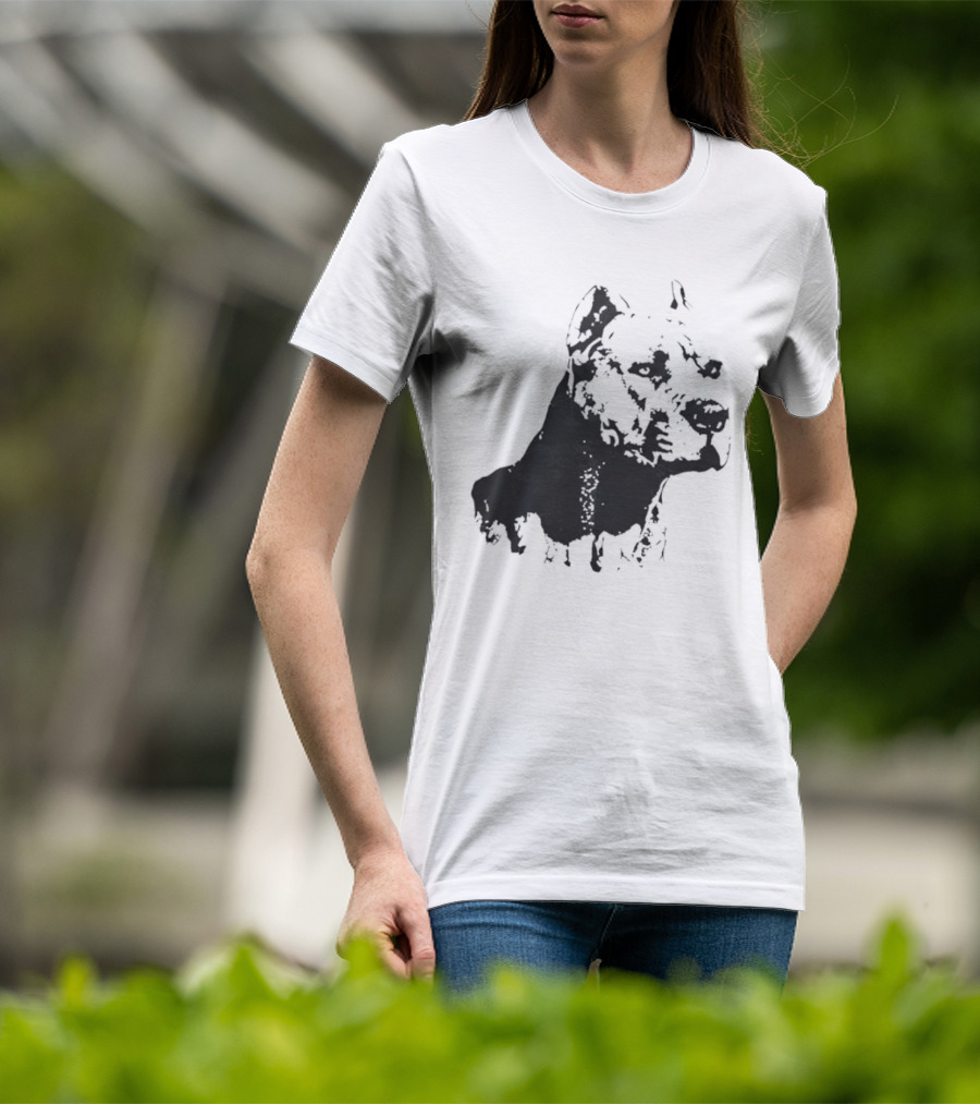 Distressed Pit Bull Dog Face Art For Dog Lovers T-Shirt