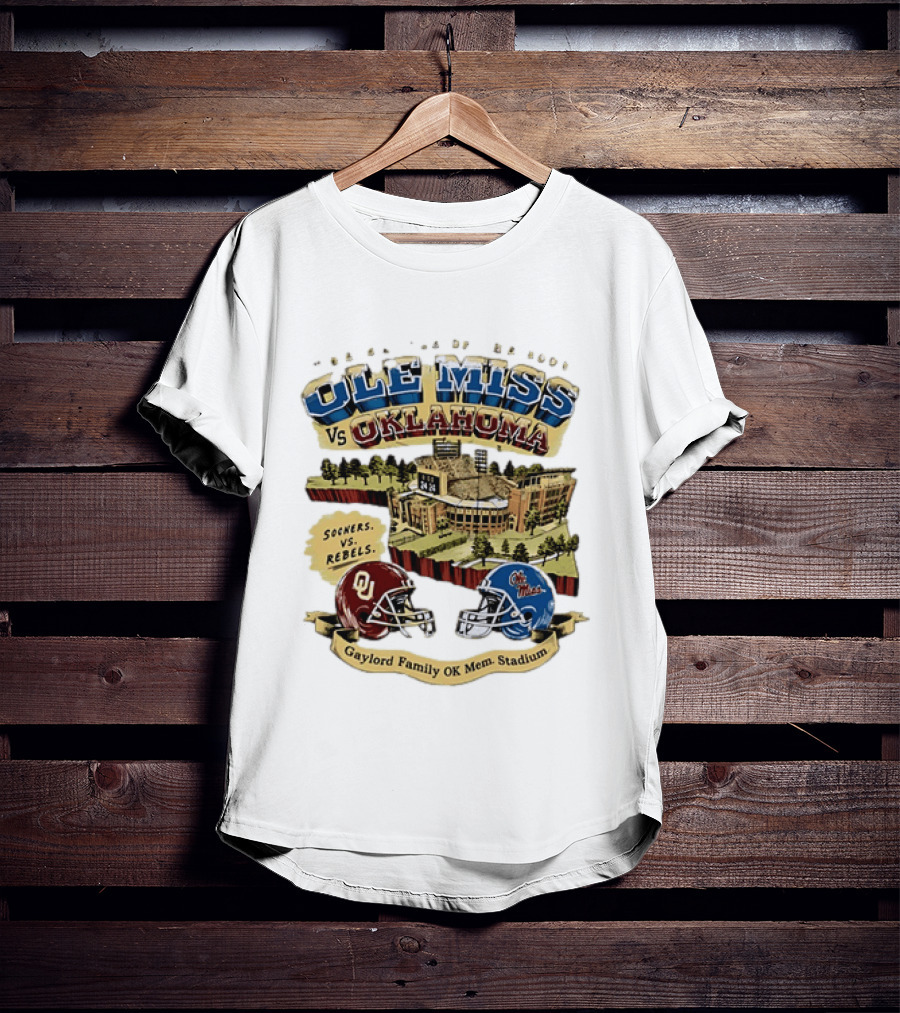 Ole Miss Vs Oklahoma Sooners Rebels Gaylord Family OK Mem Stadium T-Shirt