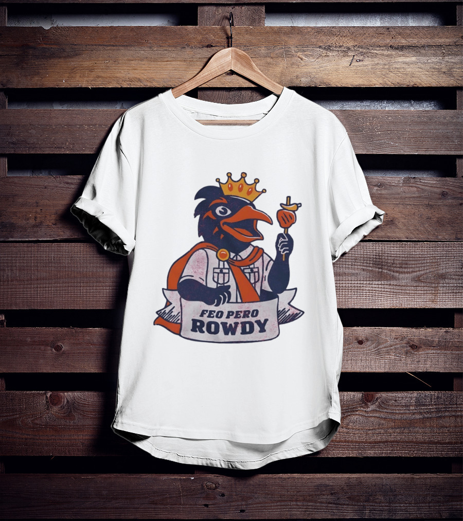 Feo Pero Rowdy Distressed Crow King Feopero With Skewer And Crown T-Shirt
