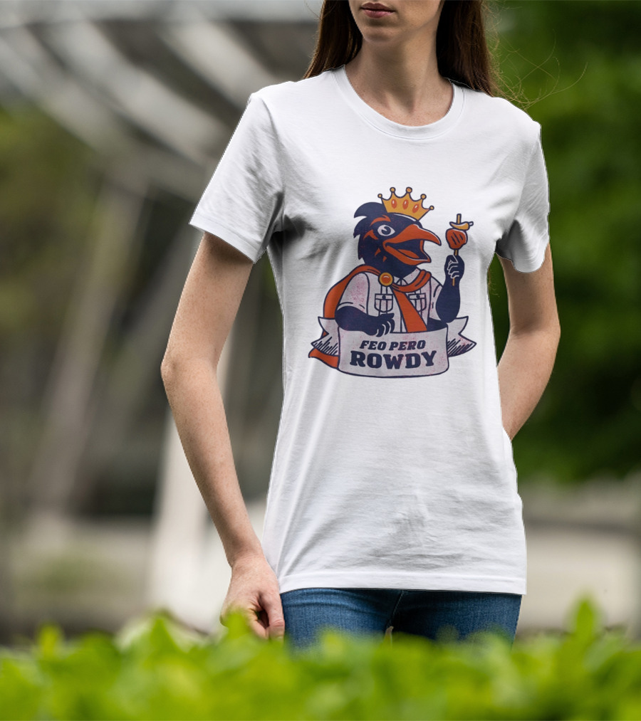 Feo Pero Rowdy Distressed Crow King Feopero With Skewer And Crown T-Shirt