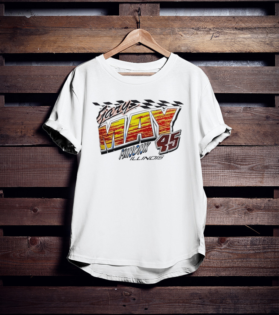 Gary May 45 Minonk Illinois Racing Motorsports Checkerboard T-Shirt