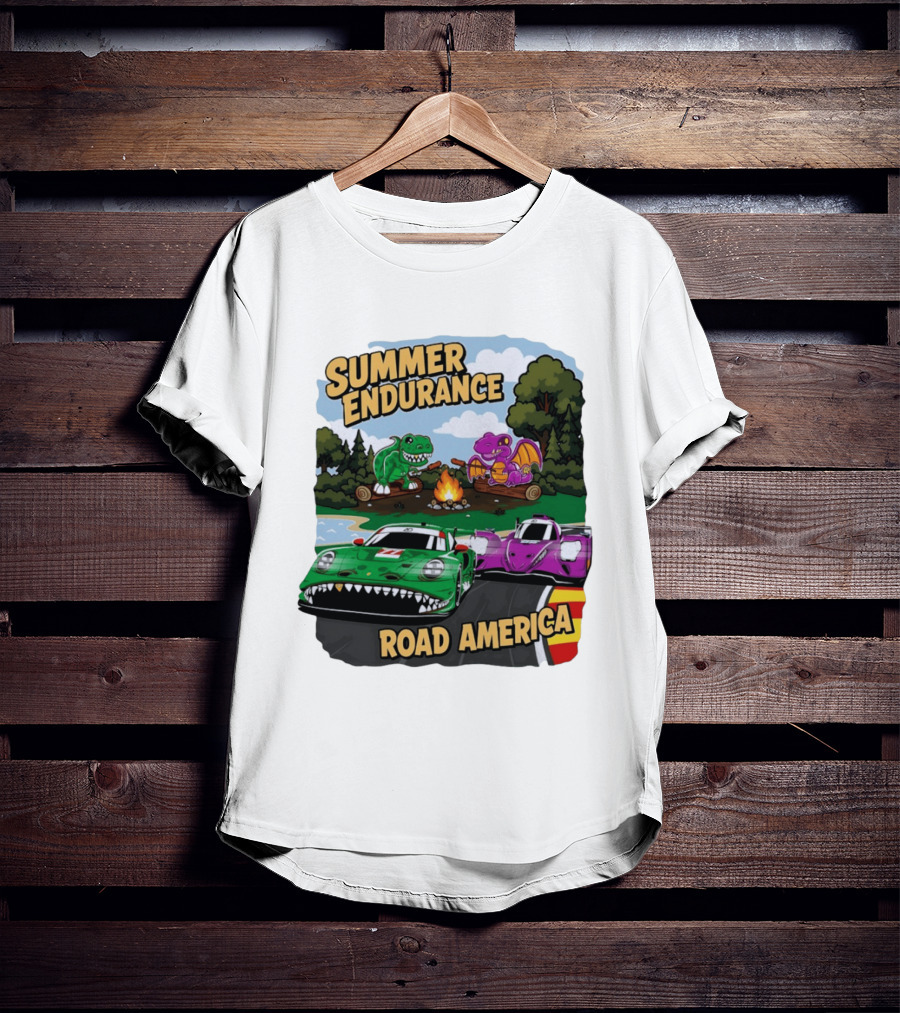 Summer Endurance Road America Racing With Dinosaurs And Dragons T-Shirt