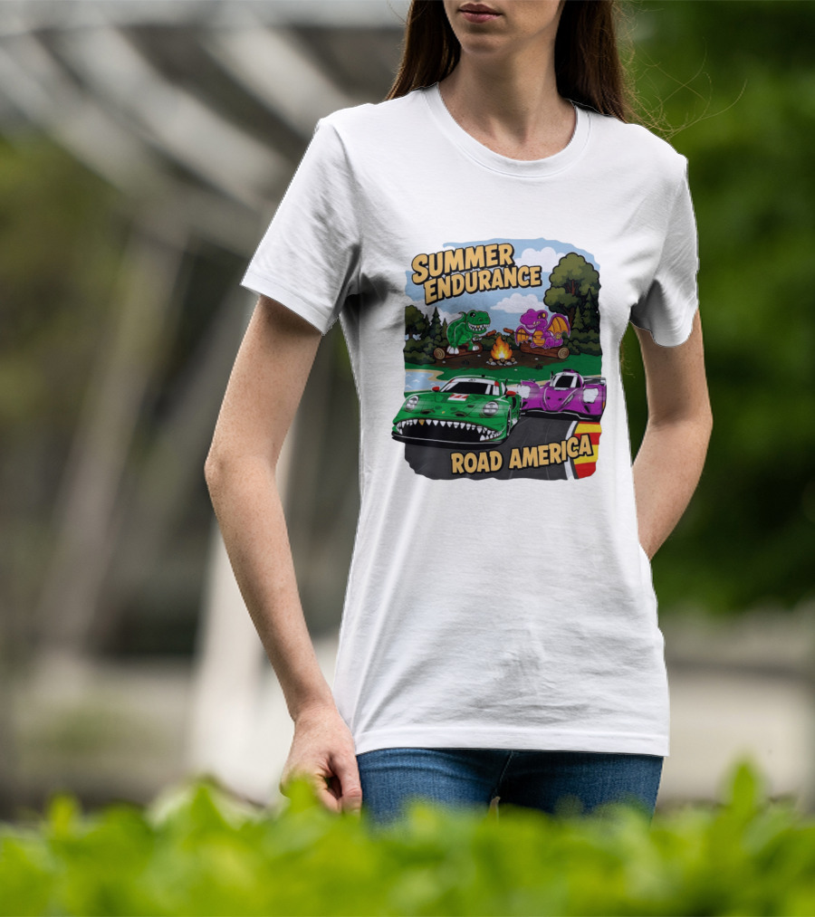 Summer Endurance Road America Racing With Dinosaurs And Dragons T-Shirt