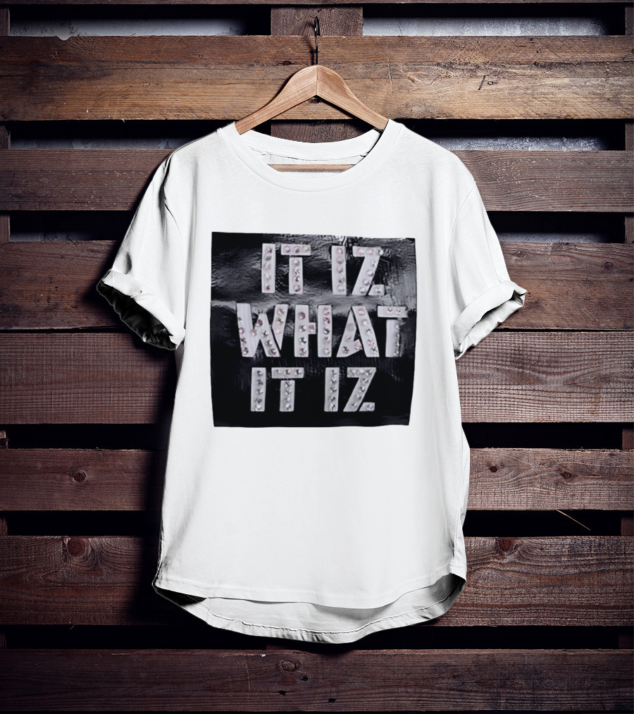 It Iz What It Iz Rhinestone Sparkly Slang Black T-Shirt