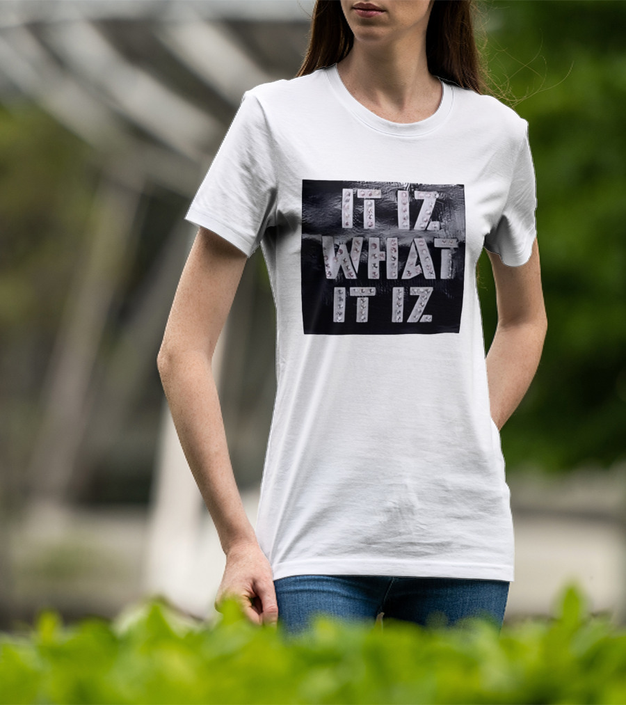 It Iz What It Iz Rhinestone Sparkly Slang Black T-Shirt