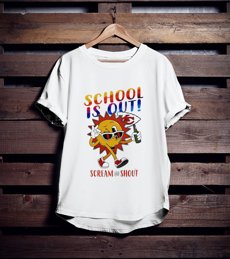 Kansas City Chiefs Sun Character School Is Out Scream And Shout T-Shirt