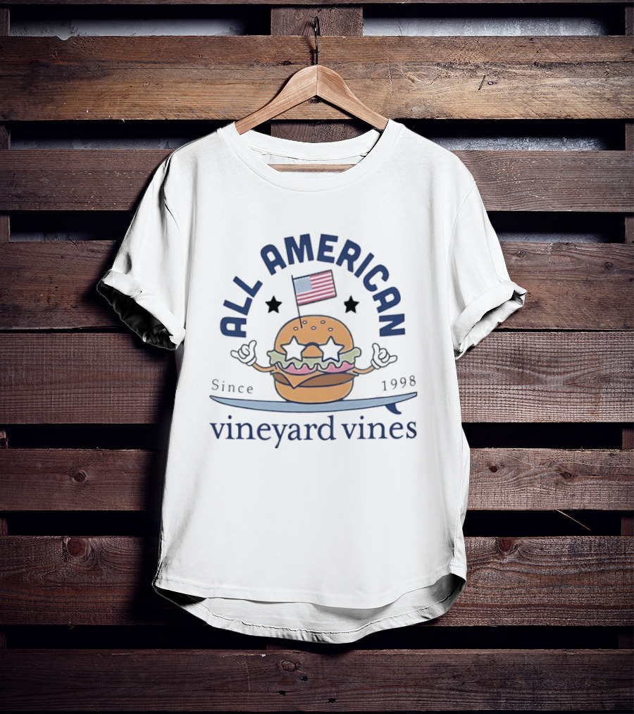 All American Burger Vineyard Vines Since 1998 Flag Stars T-Shirt