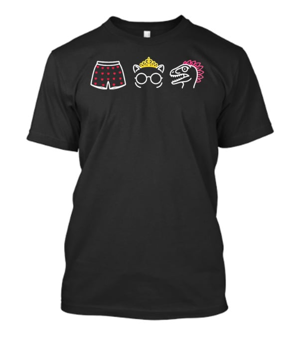 Boxers Hearts Tiara Glasses Dinosaur Neon T-Shirt