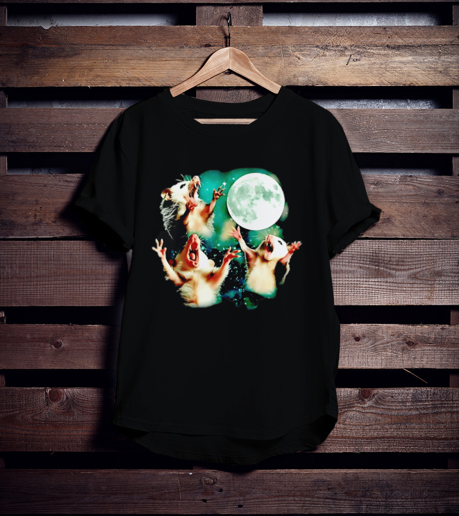 Screaming Opossums Howling At The Moon Opossum Moonlight Night Sky T-Shirt