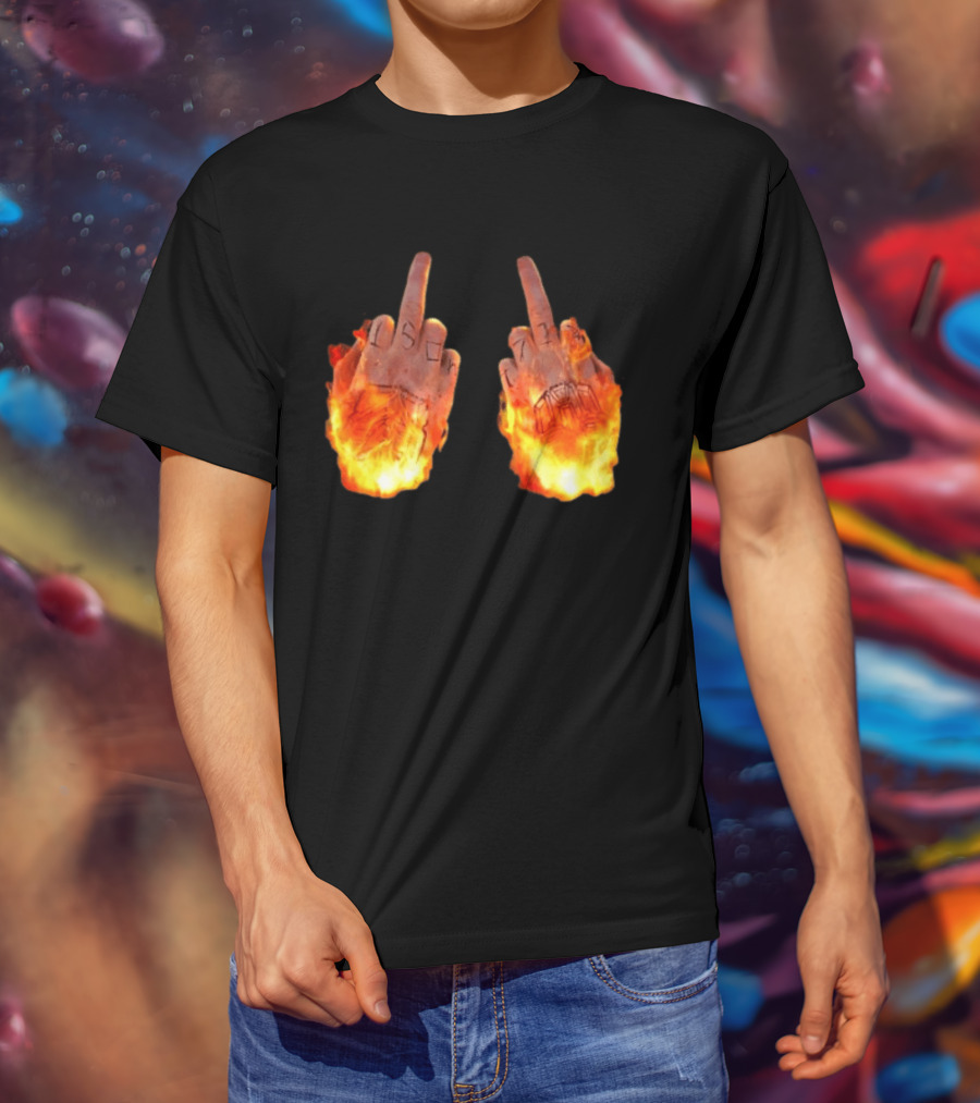 Sid The 3Rd Middle Fingers Flaming Gesture T-Shirt
