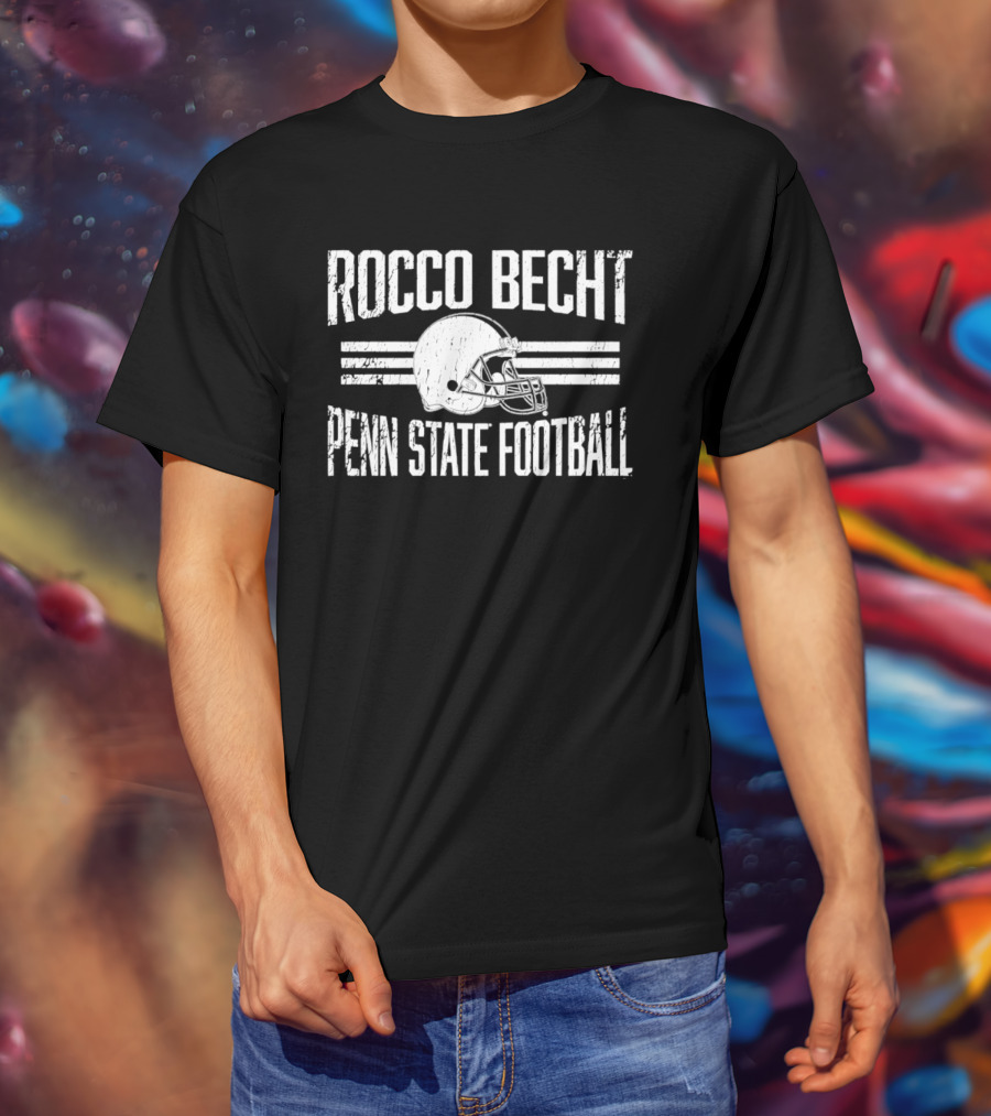 Rocco Becht Penn State Football Distressed Helmet T-Shirt