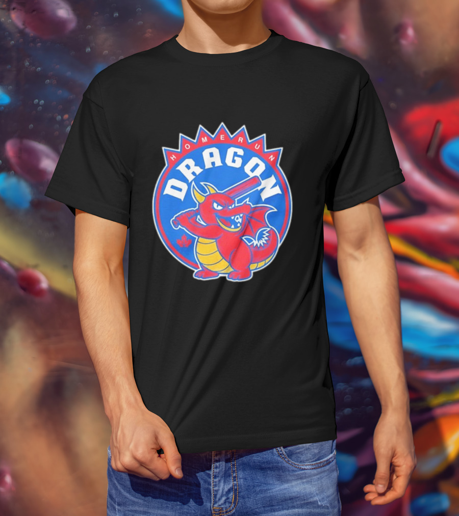 Homerun Dragon Toronto Blue Jays Batter With Red Bat And Maple Leaf T-Shirt