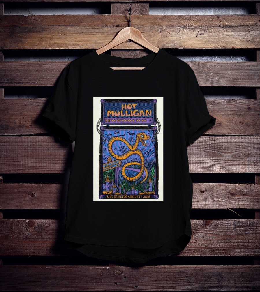 Hot Mulligan Live At Metro Chicago Illinois August 1 2026 With Snake And Cityscape T-Shirt