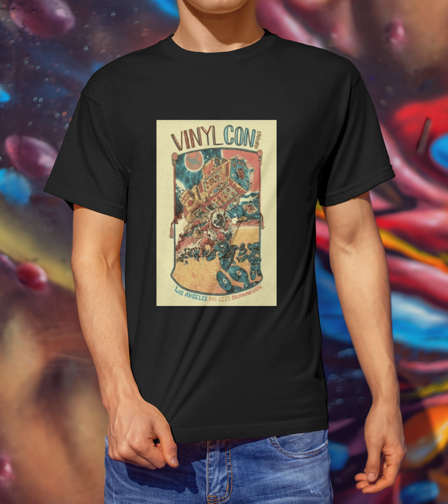 VinylCon Los Angeles August 22 23 2026 California Festival Space Astronaut Turntable T-Shirt