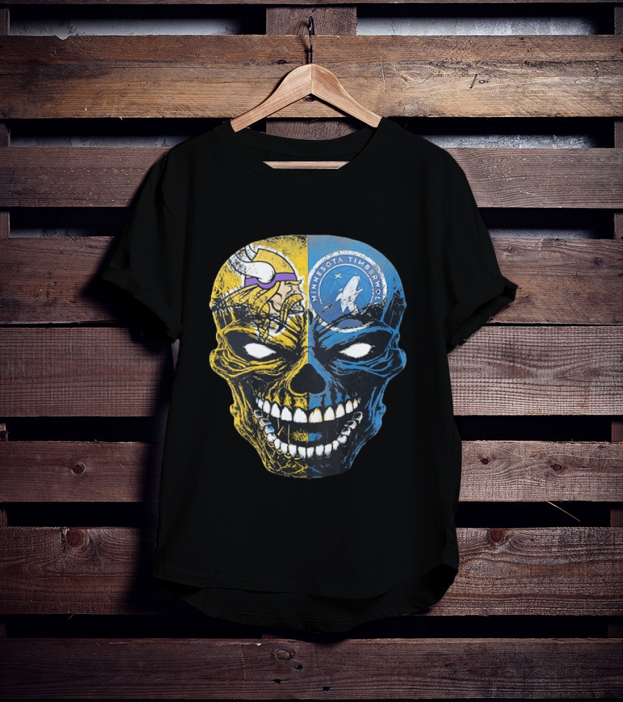 Minnesota Vikings Timberwolves Skull Mashup T-Shirt
