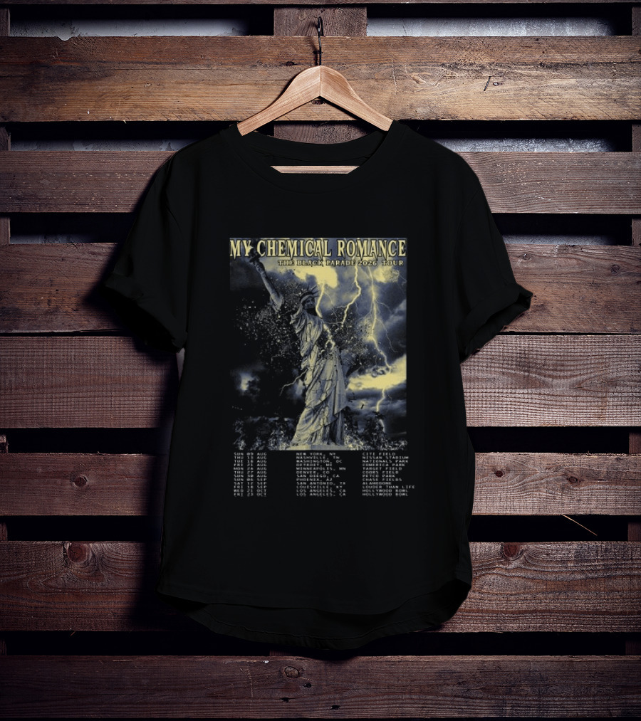 My Chemical Romance The Black Parade 2026 Tour Statue Of Liberty Concert Dates T-Shirt
