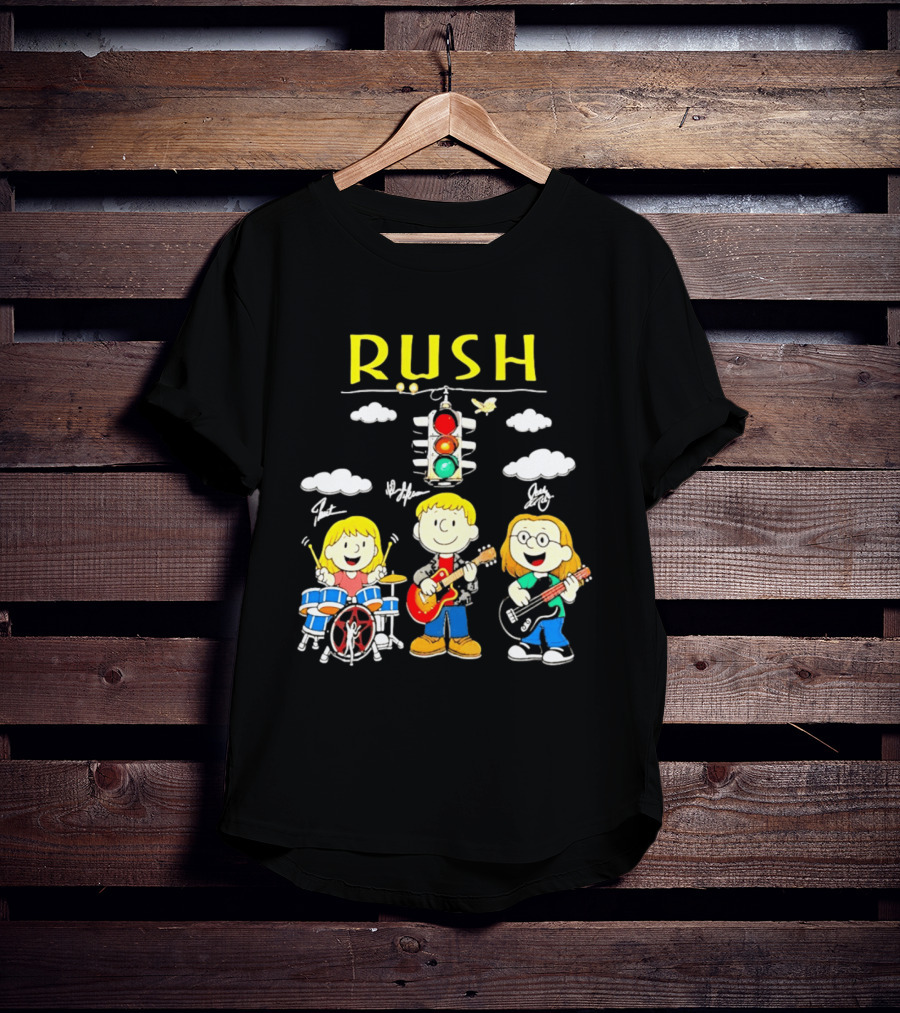 Rush Band Peanuts Parody Neil Peart Cartoon Traffic Light T-Shirt